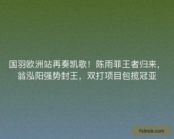 国羽欧洲站再奏凯歌！陈雨菲王者归来，翁泓阳强势封王，双打项目包揽冠亚